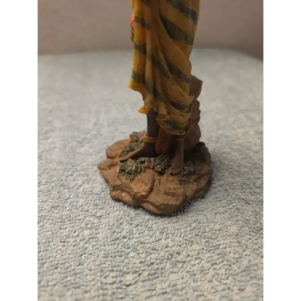 Vintage Ebony Treasures African American Woman Figurine Yellow Dress Water Pot